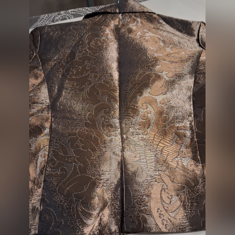 Newport News Metallic Brocade Gold Silver Suit - Picture 8 of 11